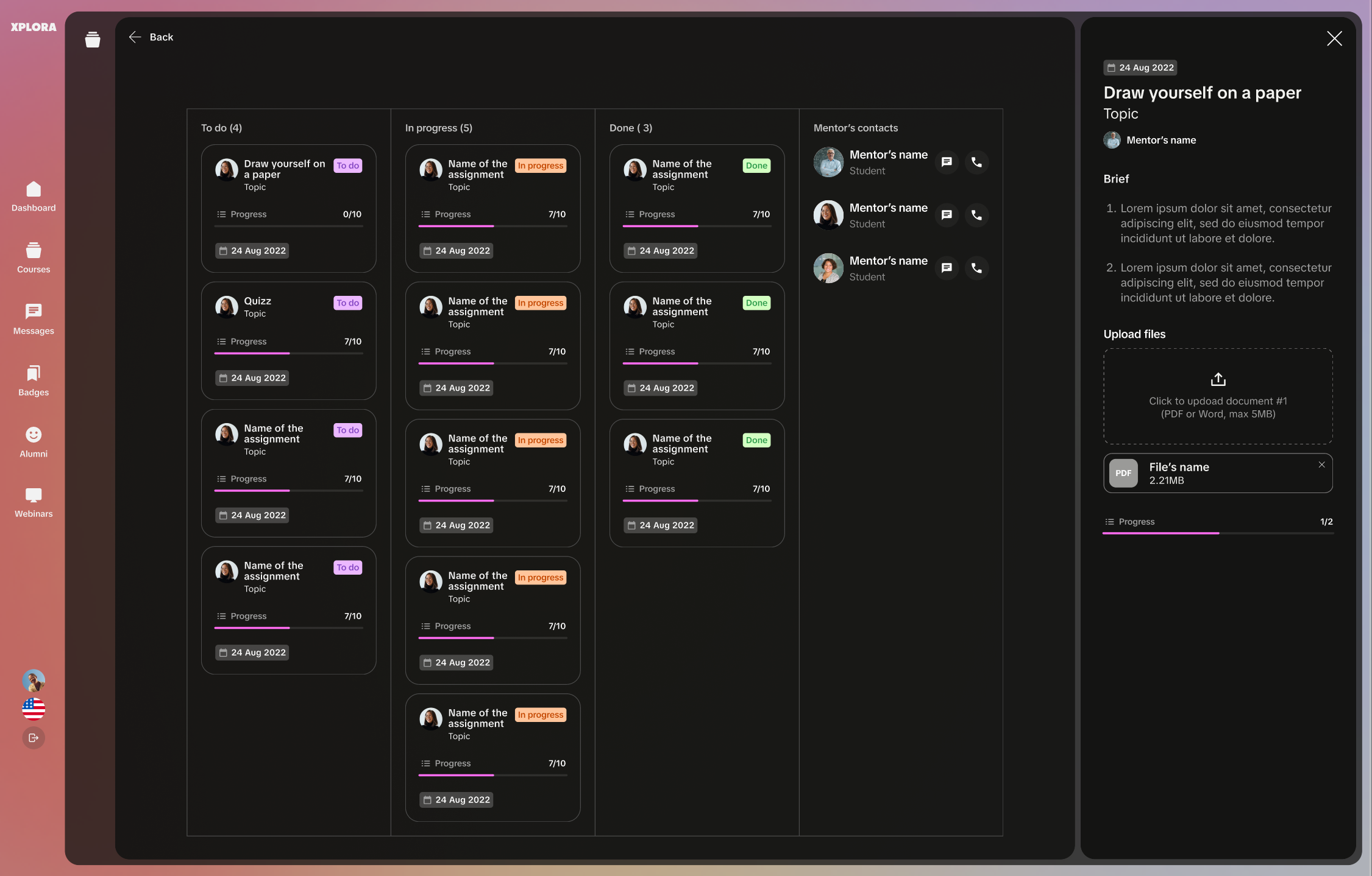 Xplora App assignments
