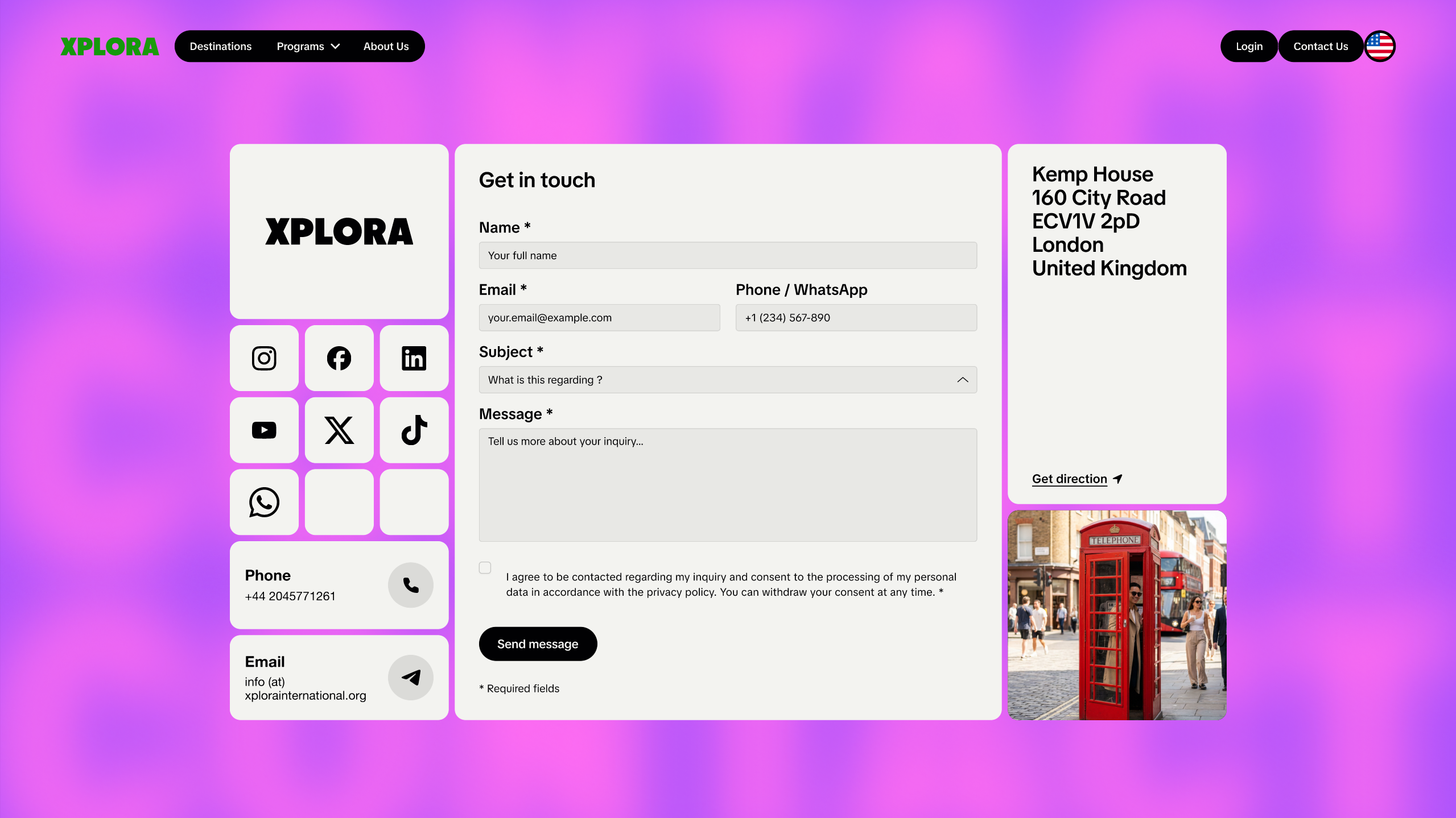 Xplora Website Contact