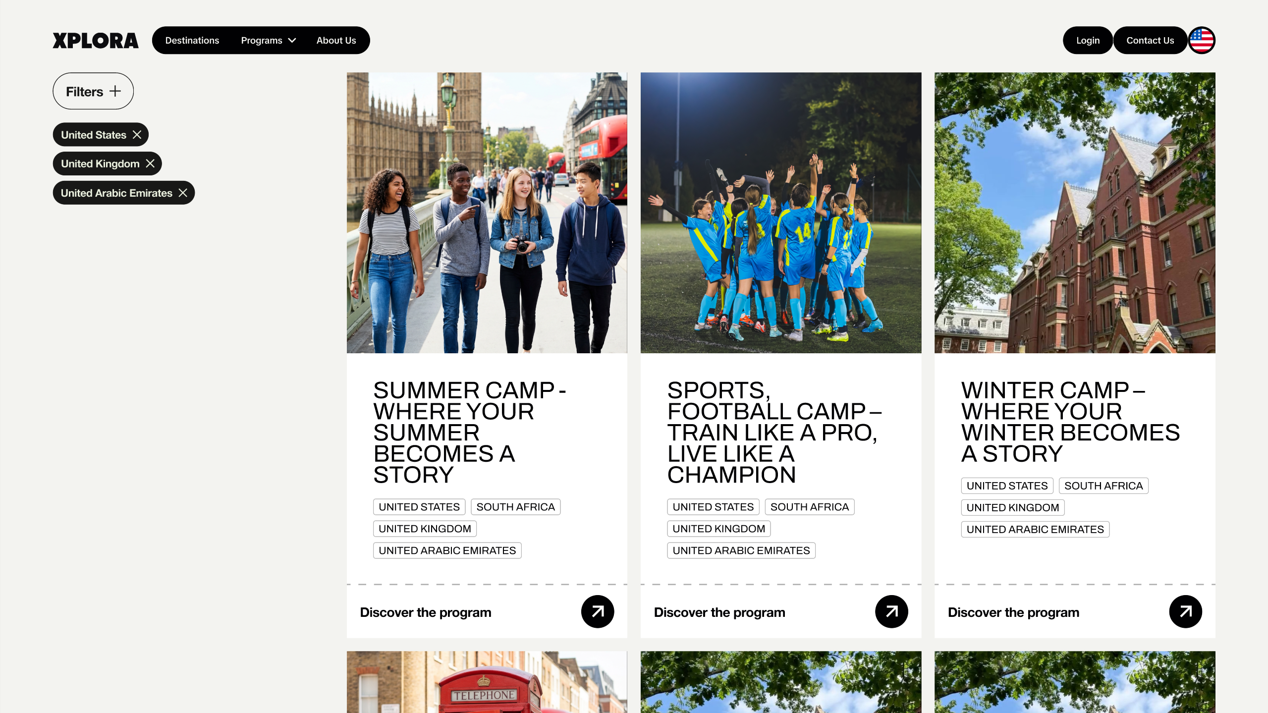 Xplora Website ProgramsGrid